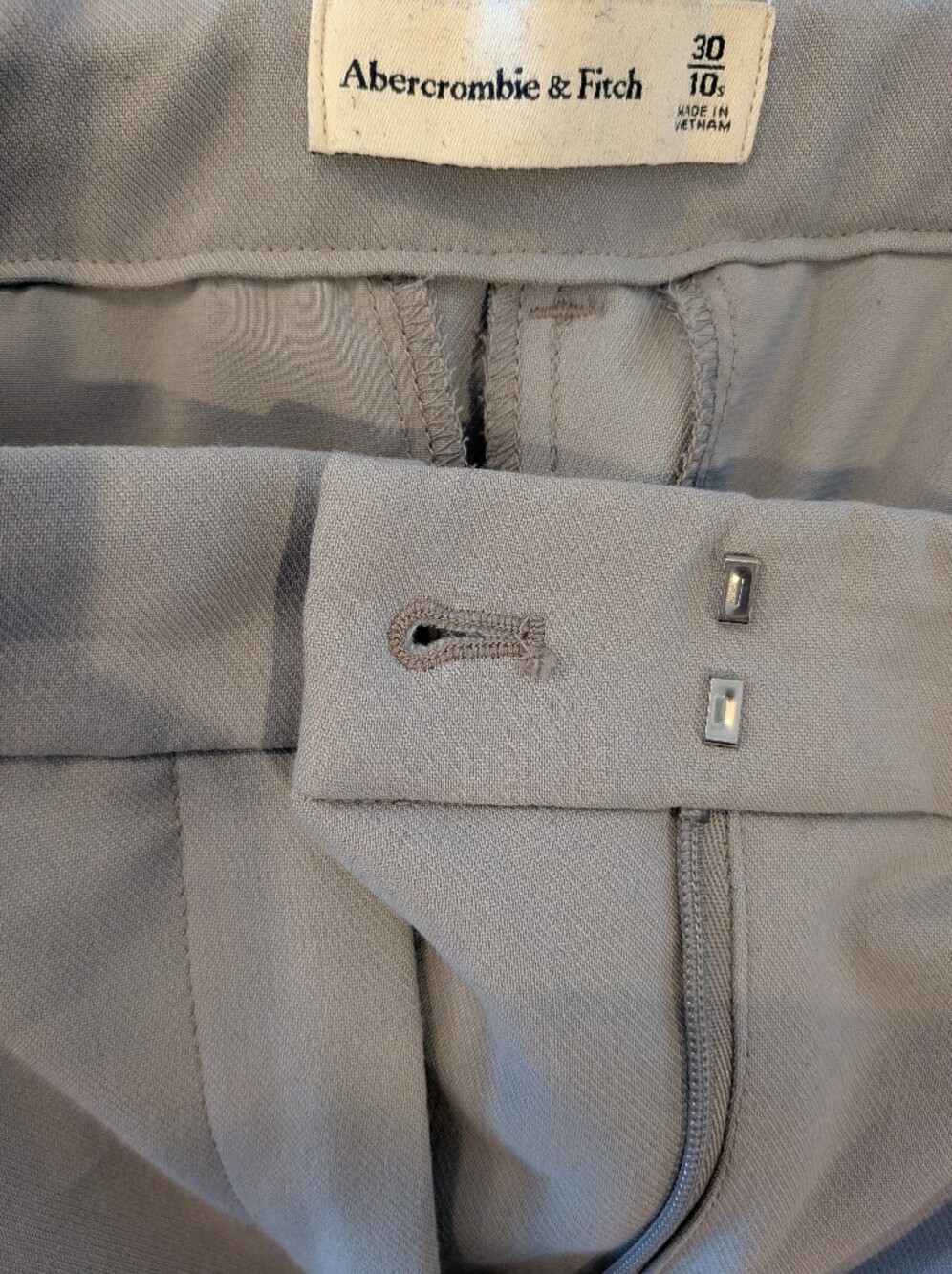 Abercrombie & Fitch Sloane Tailored Wide Leg Pleated Trousers Gray Pants Sz 10P - Picture 11 of 13